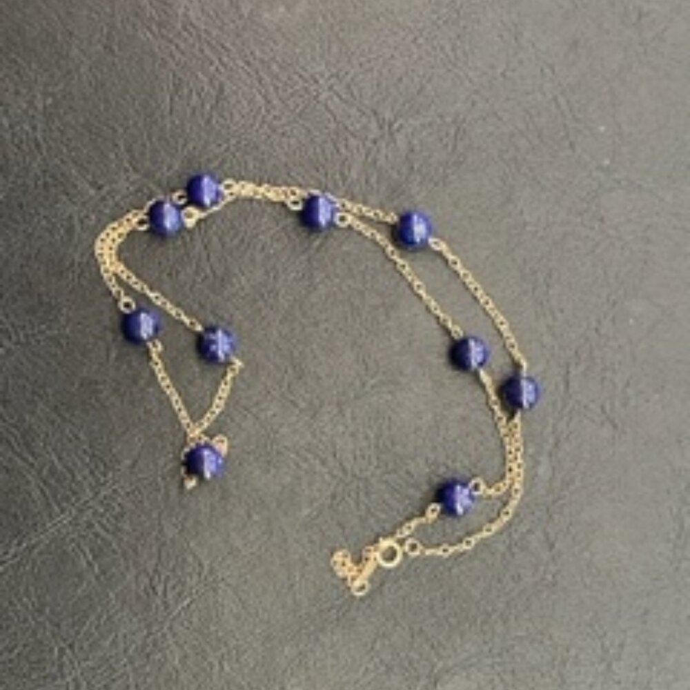 14K gold GSJ necklace-Gold & blue Lapis